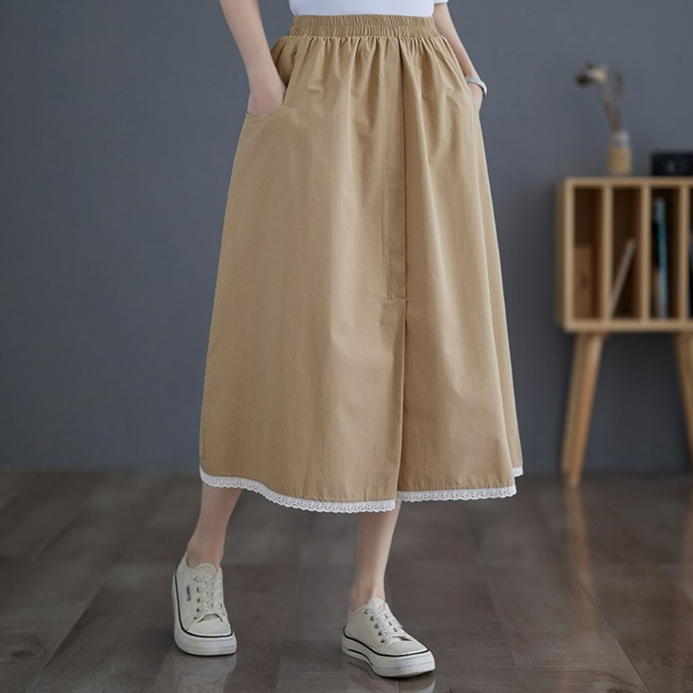 Midi Skirt Women with Slit, Midi Skirt with Pockets, Midi Skirt Summer
